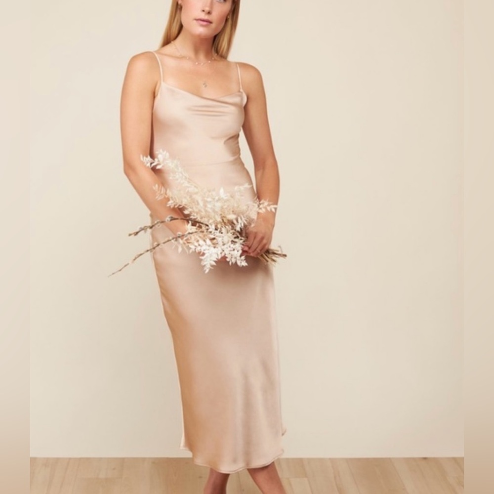 PARK & FIFTH BOWEN DRESS - PALE GOLD SATIN